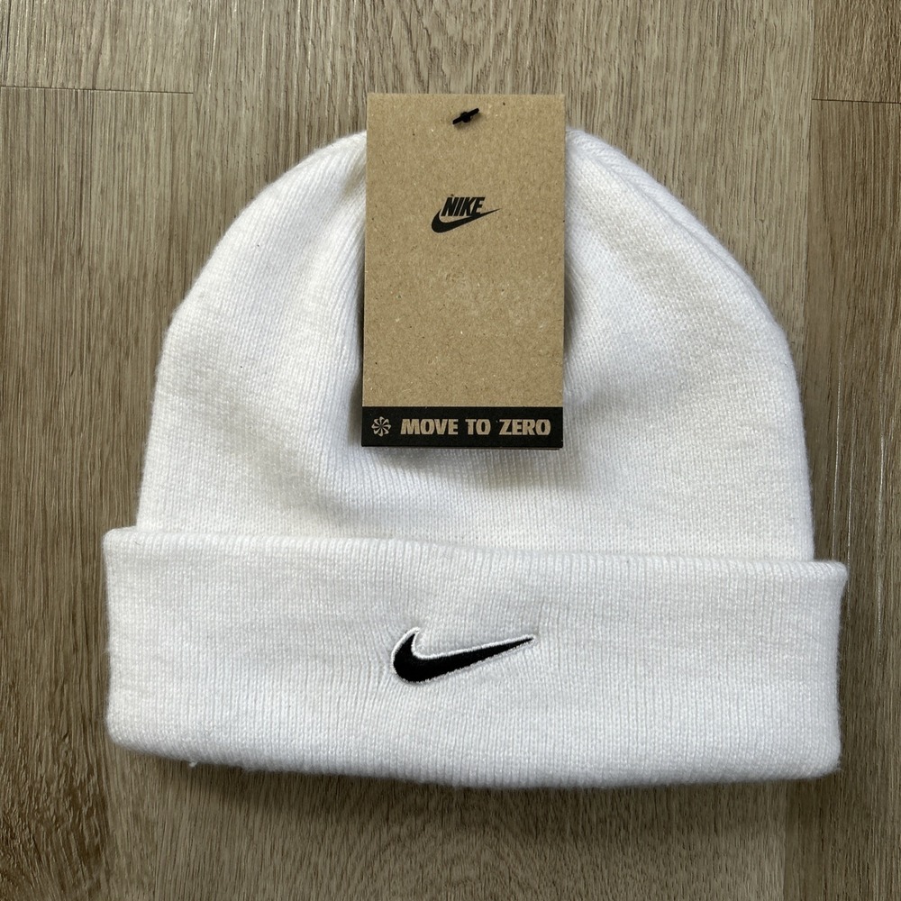 Nike Terra Short Cuffed Ribbed Beanie Unisex Adults Cap Hat White HF0189-100 New
